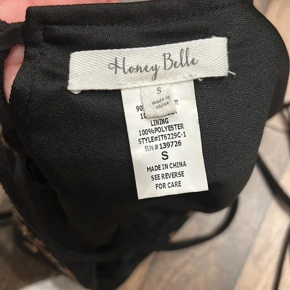 honey belle black embroidered suede open back halter top size small - Picture 7 of 9